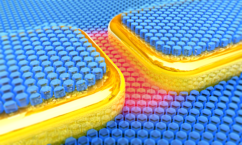 Illustration : nanocavité plasmonique térahertz recouverte de nanocristaux.   