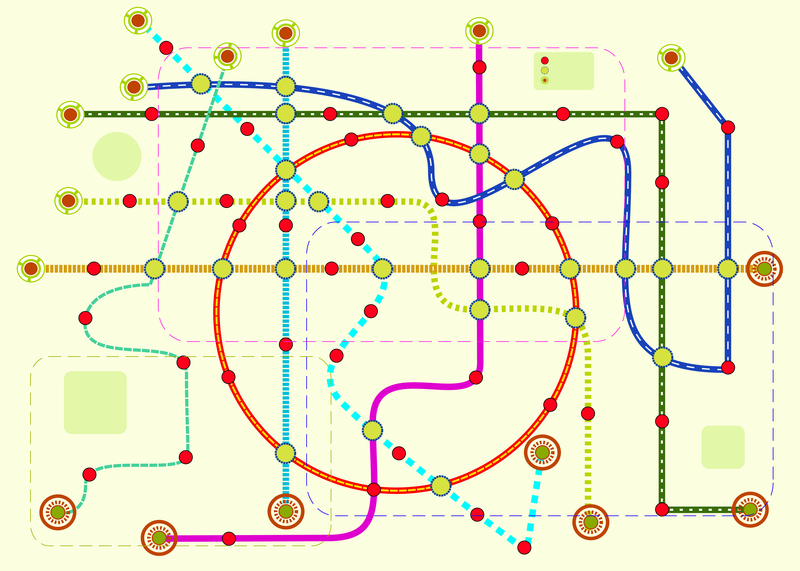 Carte d'un réseau de métro fictif