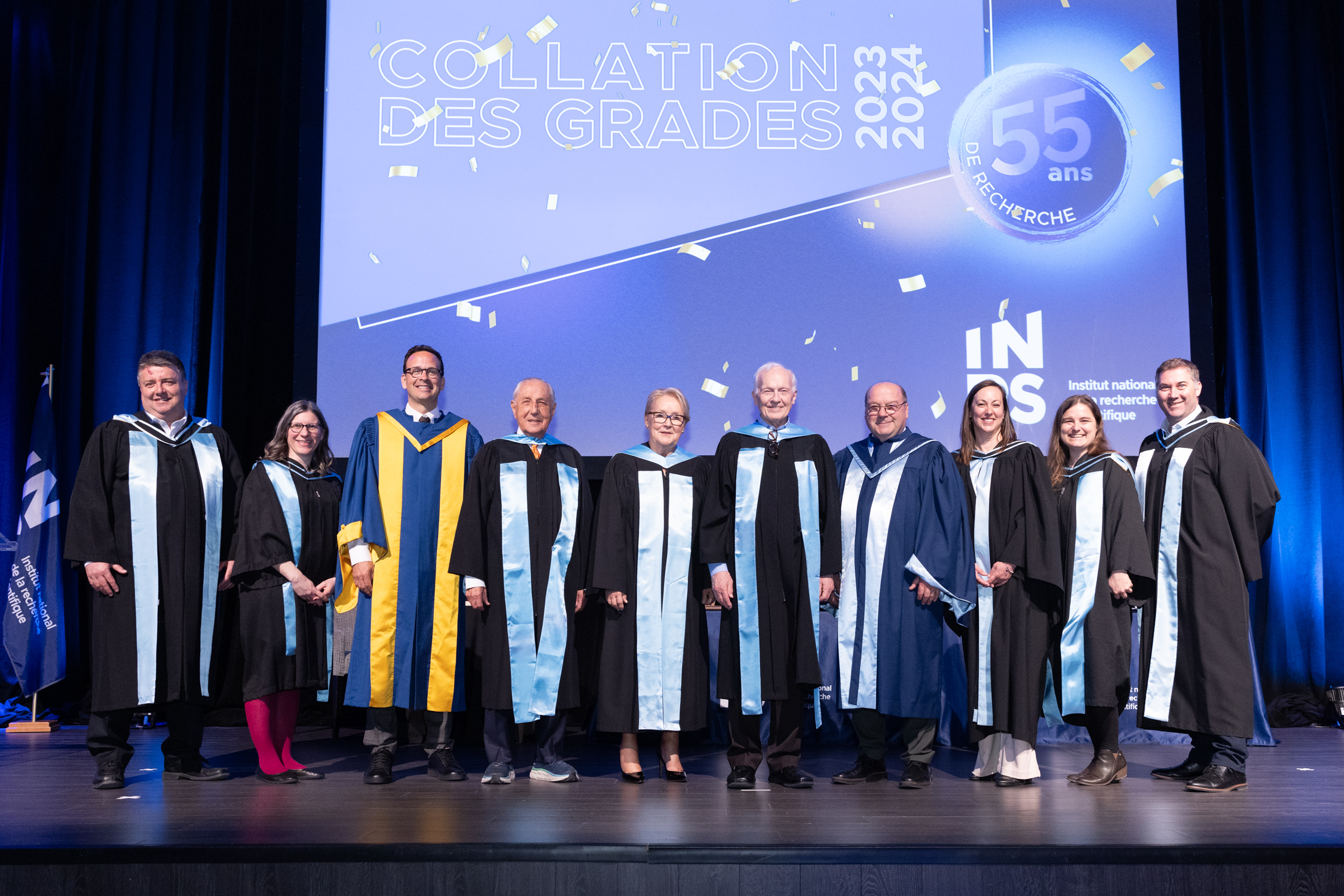 De gauche à droite: François Légaré, Marie-Soleil Cloutier, Alexandre Cloutier, Morris Goodman, Pauline Marois, Paul Corkum, Luc-Alain Giraldeau, Isabelle Delisle, Louise Hénault-Éthier, David Chatenet